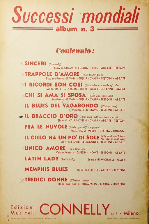 Spartiti - Successi Mondiali - Album N. 3 - 1958