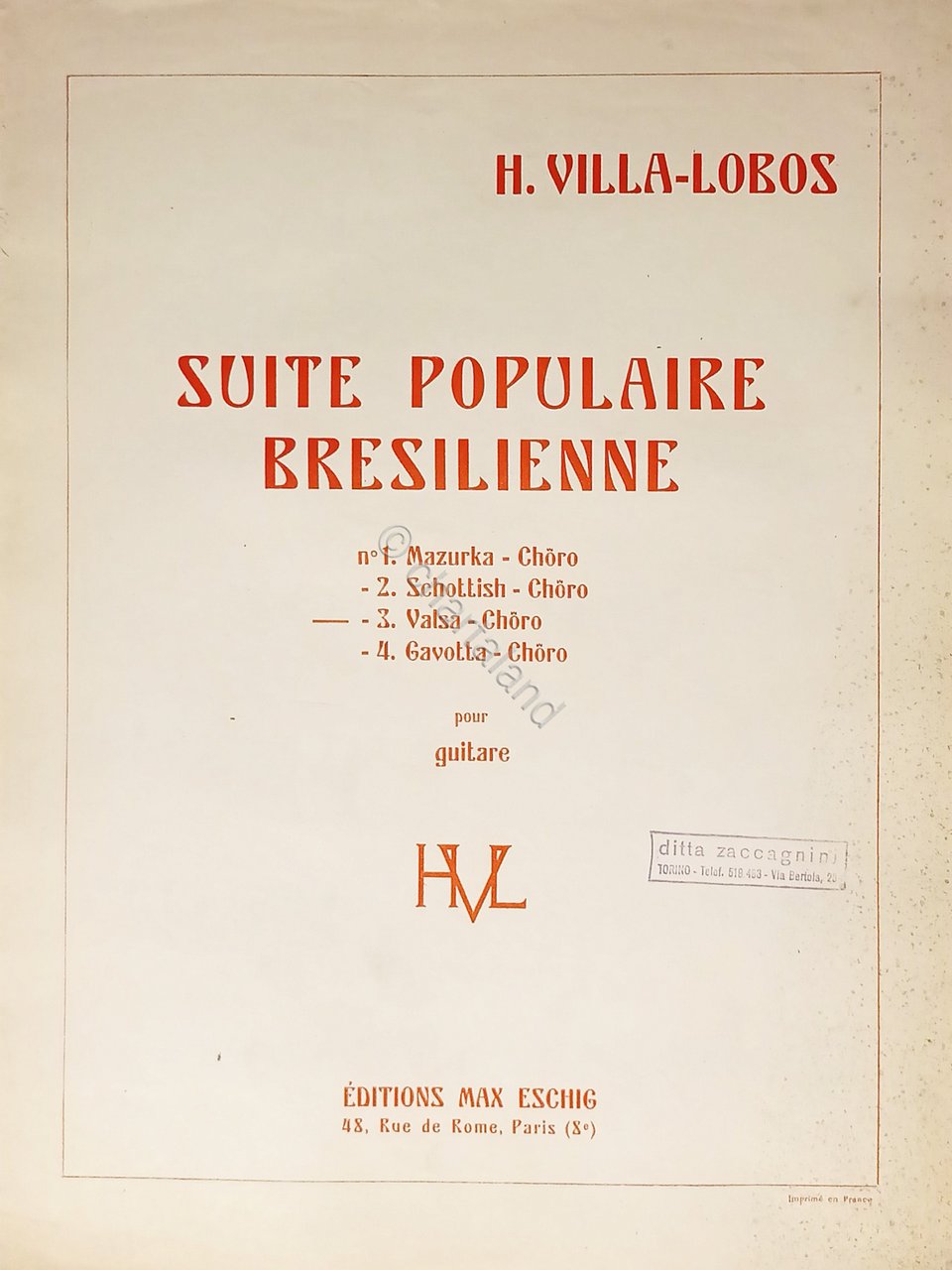 Spartiti - Suite Populaire Bresilienne - Valsa Choro di H. …