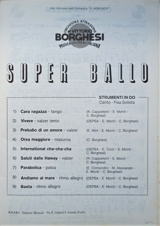 Spartiti - Super Ballo - Orchestra Attrazione Vittorio Borghesi - …