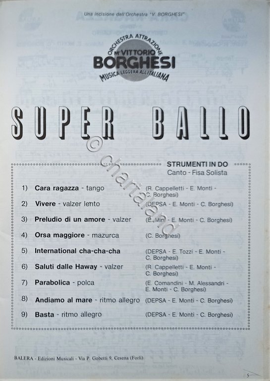 Spartiti - Super Ballo - Orchestra Attrazione Vittorio Borghesi - …