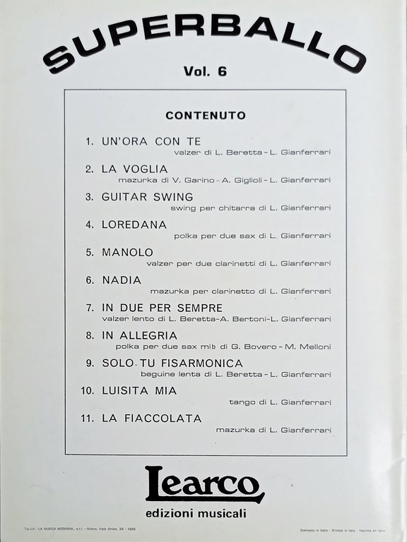 Spartiti - Superballo Vol. 6 - Learco Gianferrari - 1985