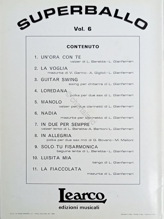 Spartiti - Superballo Vol. 6 - Learco Gianferrari - 1985