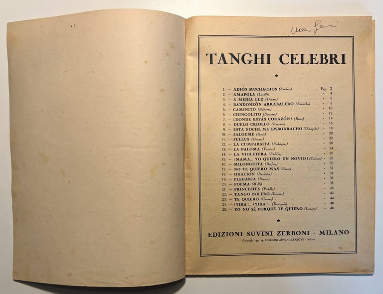 Spartiti - Tanghi Celebri per Canto e Pianoforte - ed. …