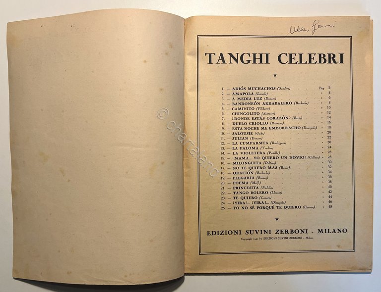 Spartiti - Tanghi Celebri per Canto e Pianoforte - ed. …