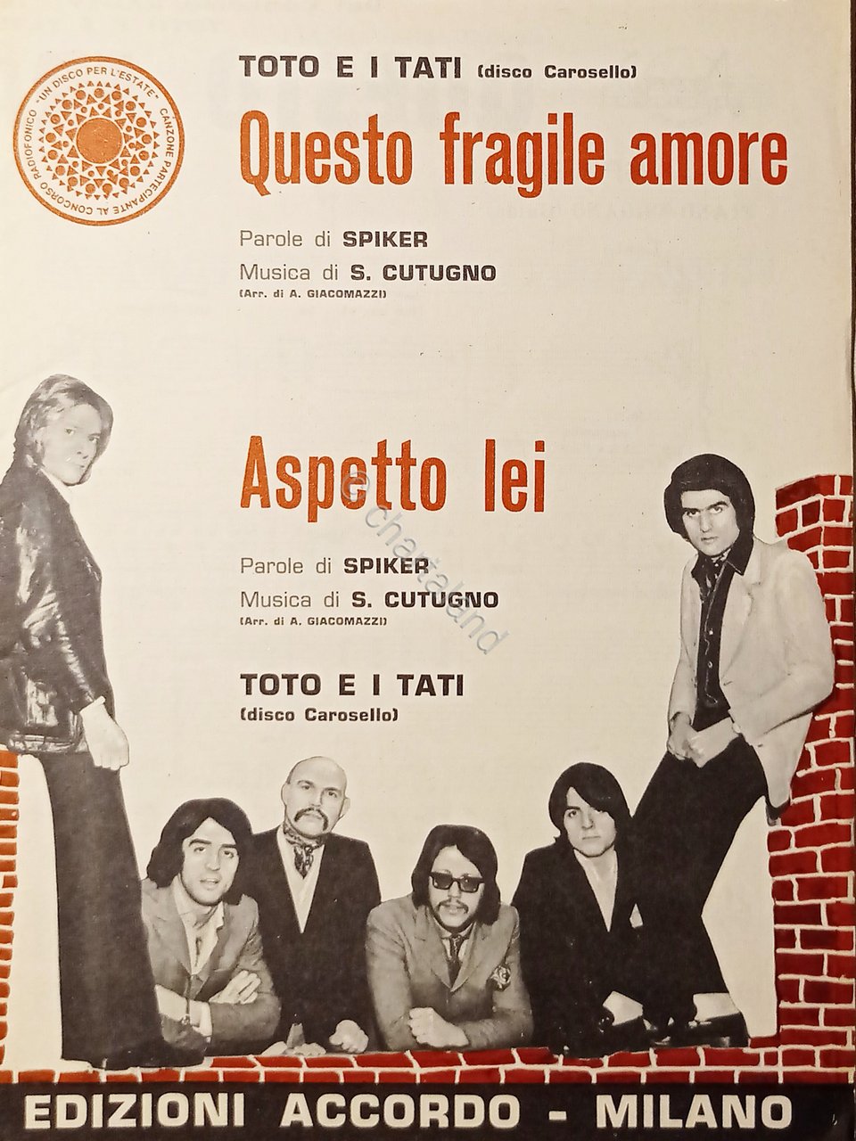 Spartiti - Toto e i Tati - Questo fragile amore …