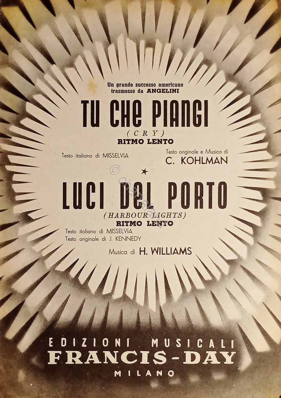 Spartiti - Tu che piangi di C. Kohlman - Luci …