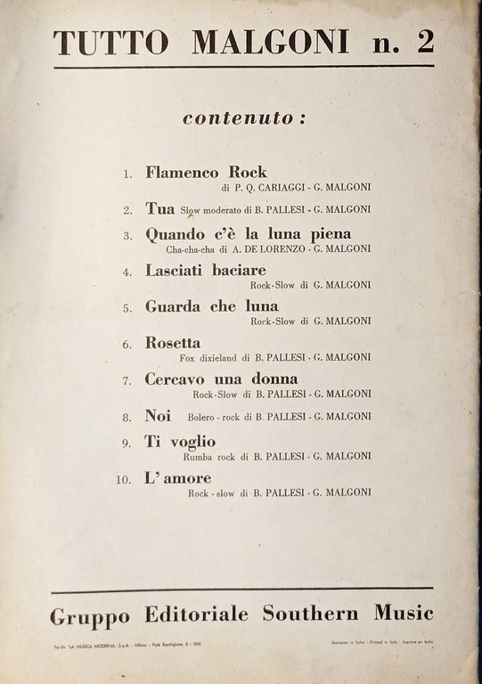 Spartiti - Tutto Malgoni - Album Raccolta N. 2 - …