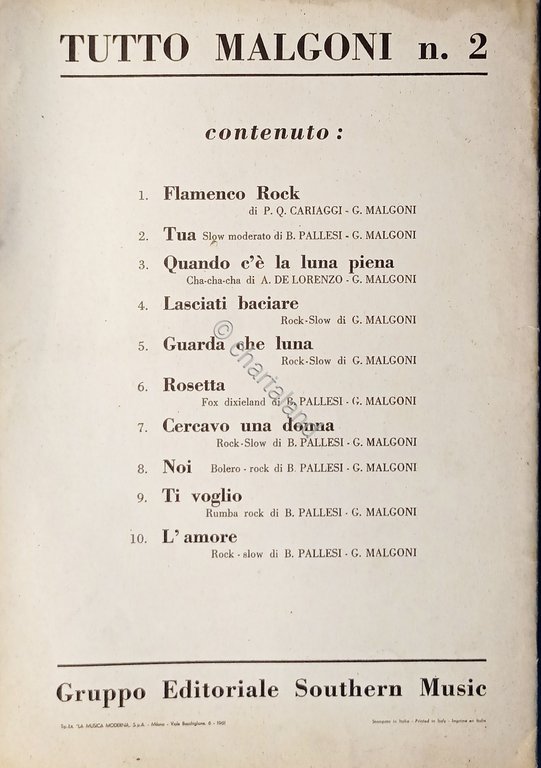 Spartiti - Tutto Malgoni - Album Raccolta N. 2 - …
