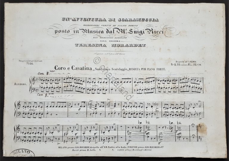 Spartiti - Un'avventura di Scaramuccia - Coro e Cavatina per …