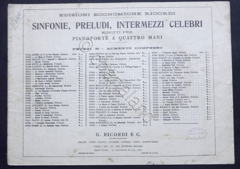 Spartiti - V. Bellini - Norma - pianoforte a quattro mani - ed. Ricordi