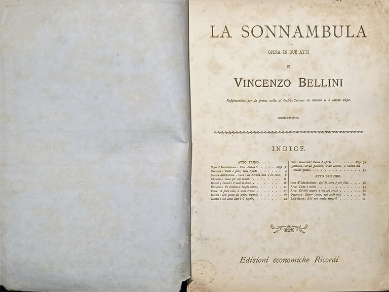 Spartiti - V. Bellini - Opera La Sonnambula per Pianoforte … | Immagine Gallery 3