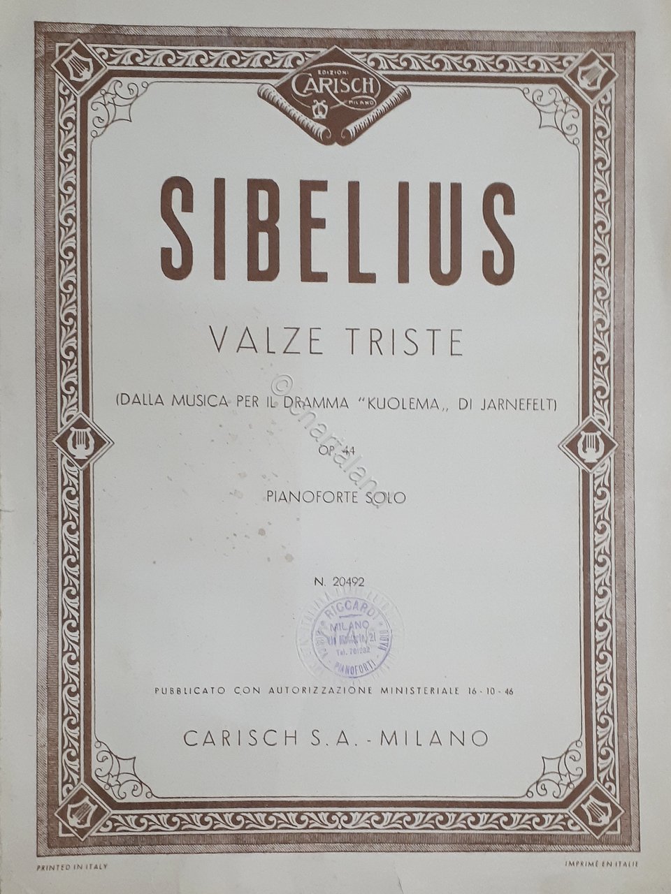 Spartiti - Valse Triste dalla musica per il Dramma Kuolema … | Immagine principale