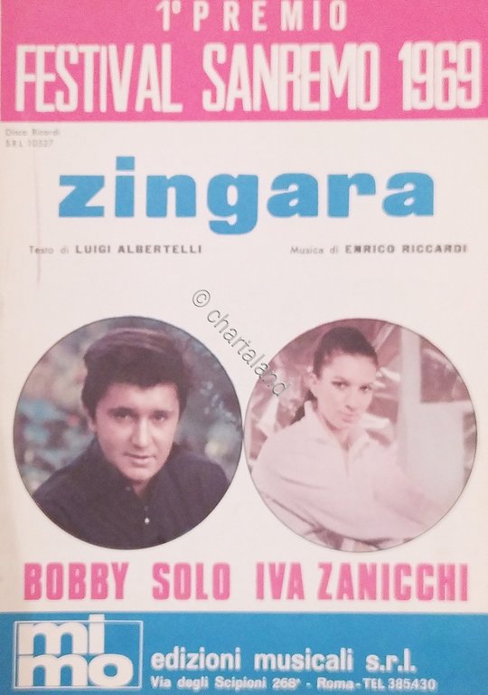 Spartiti - Zingara di Albertelli - Riccardi - Bobby Solo …