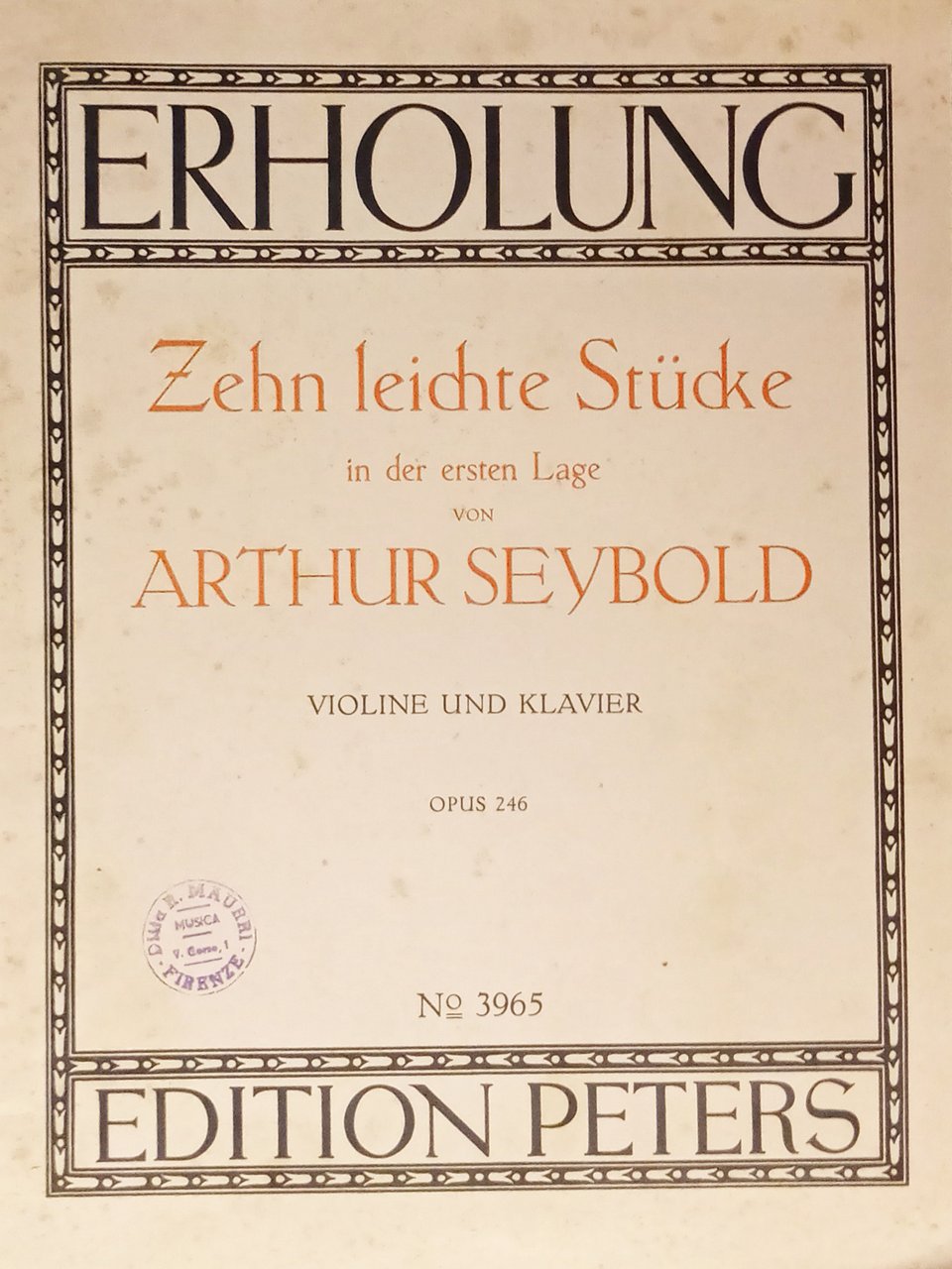 Spartiti Erholung - Zehn leichte Stücke von Arthur Seybold - … | Immagine principale