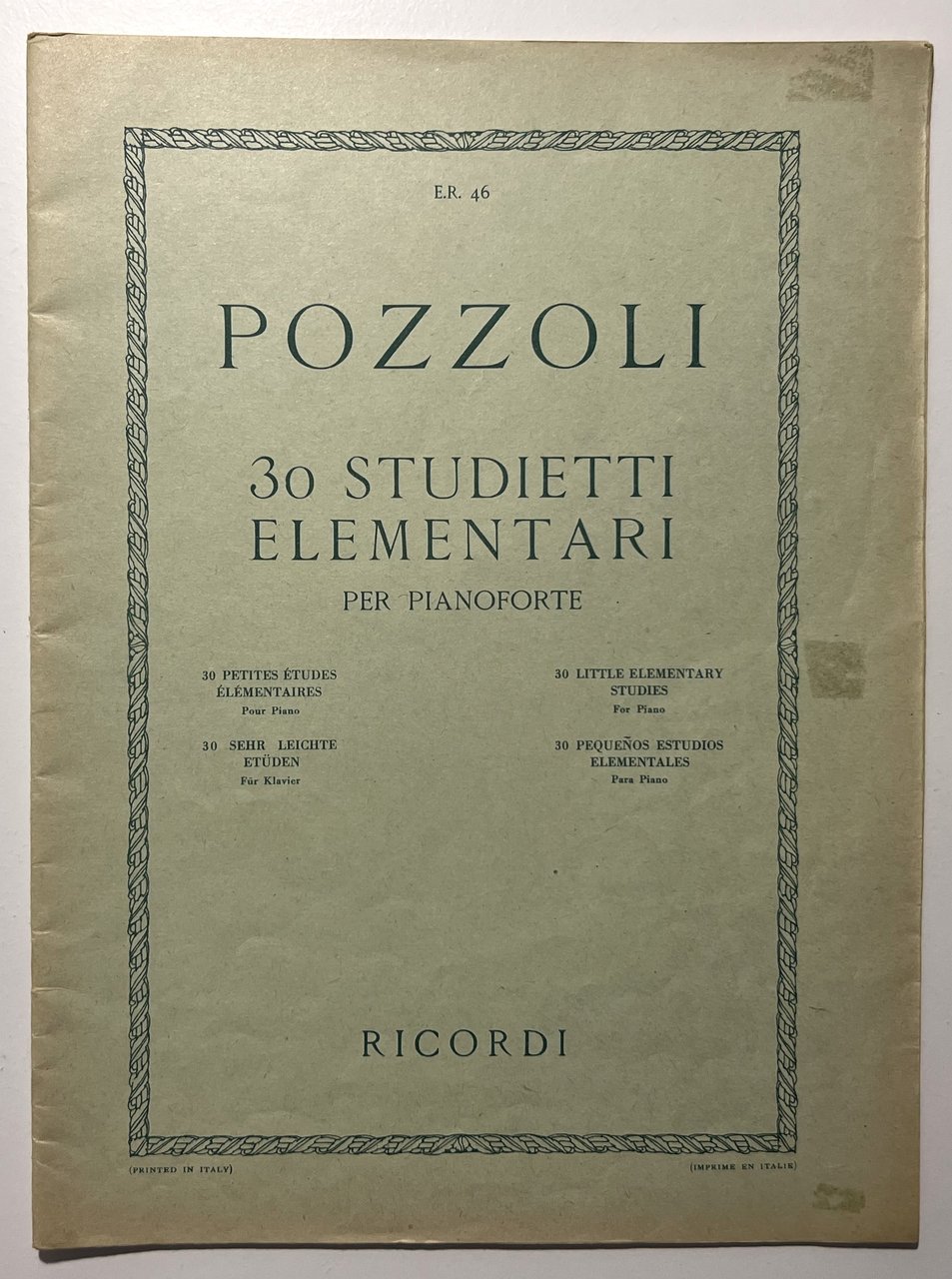 Spartiti Ettore Pozzoli - 30 Studietti Elementari per Pianoforte - …