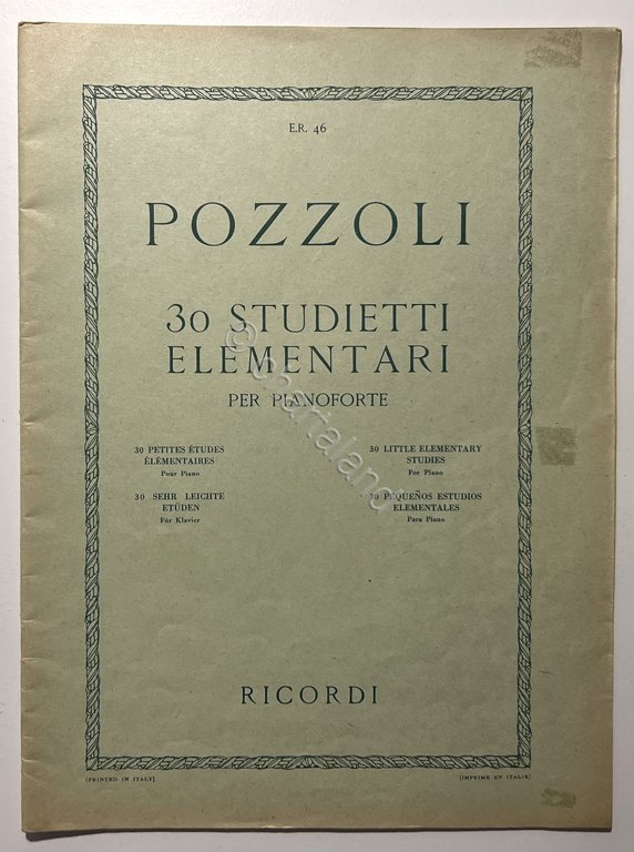 Spartiti Ettore Pozzoli - 30 Studietti Elementari per Pianoforte - …