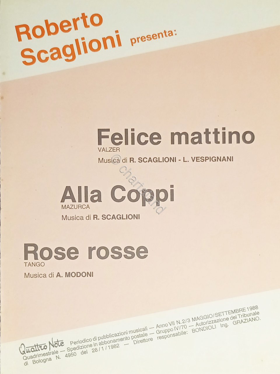 Spartiti Felice Mattino - Alla Coppi - Rose rosse - …