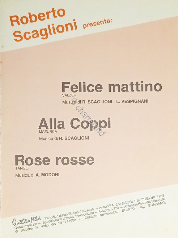 Spartiti Felice Mattino - Alla Coppi - Rose rosse - …