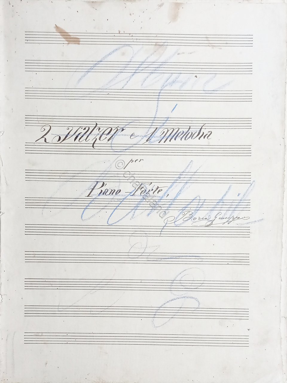 Spartiti Manoscritti - 2 Valzer e 1 Melodia per Pianoforte …