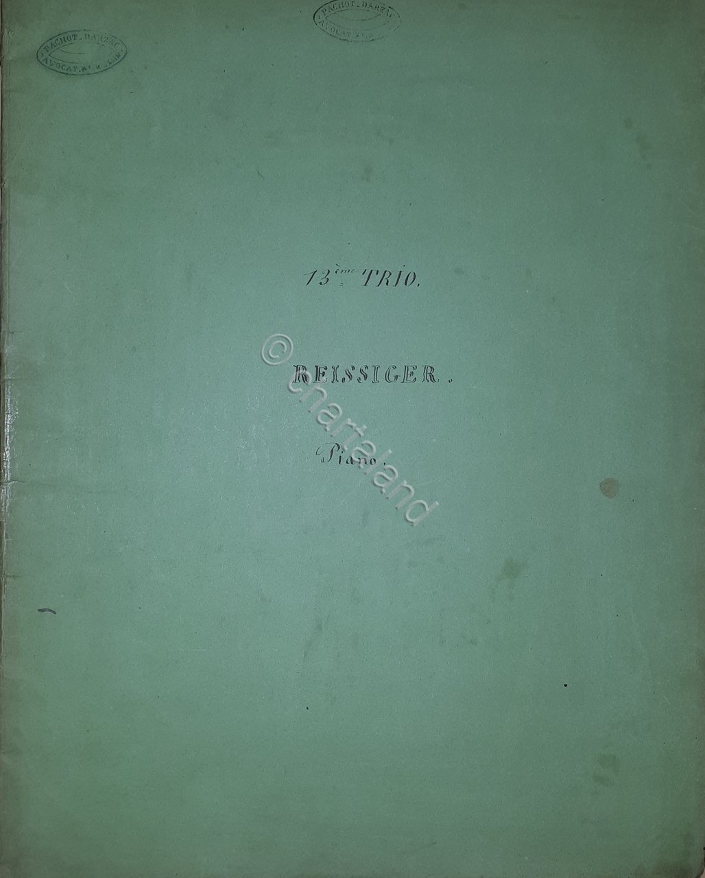 Spartiti Piano 13^Trio pour Piano, Violon et Violoncelle par Reissiger …