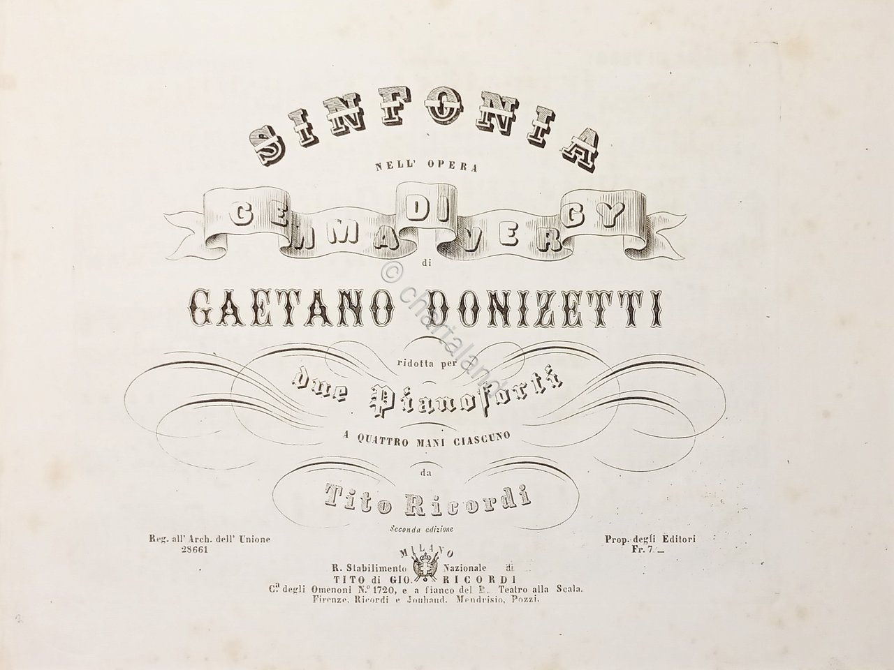 Spartiti Sinfonia nell'Opera Gemma di Vergy di G. Donizetti per …