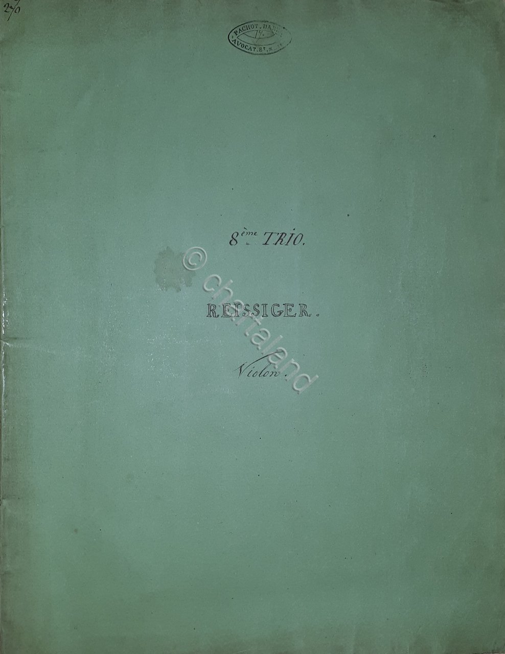 Spartiti Violon - 8^Trio pour Piano Violon et Violoncelle Reissiger …