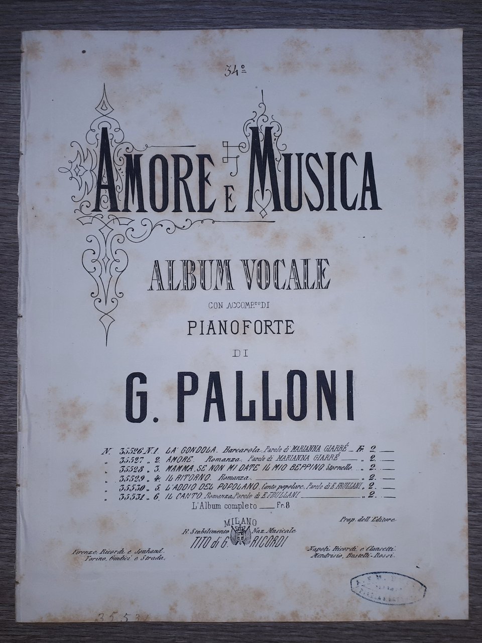 Spartito - Amore e Musica - Album vocale per Pianoforte …