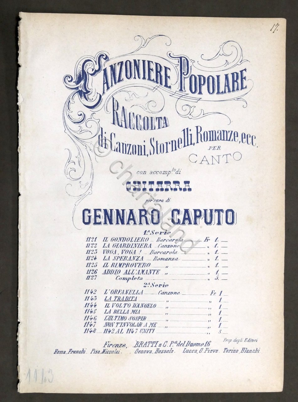 Spartito - Canzoniere Popolare - Gennaro Caputo - La tradita …