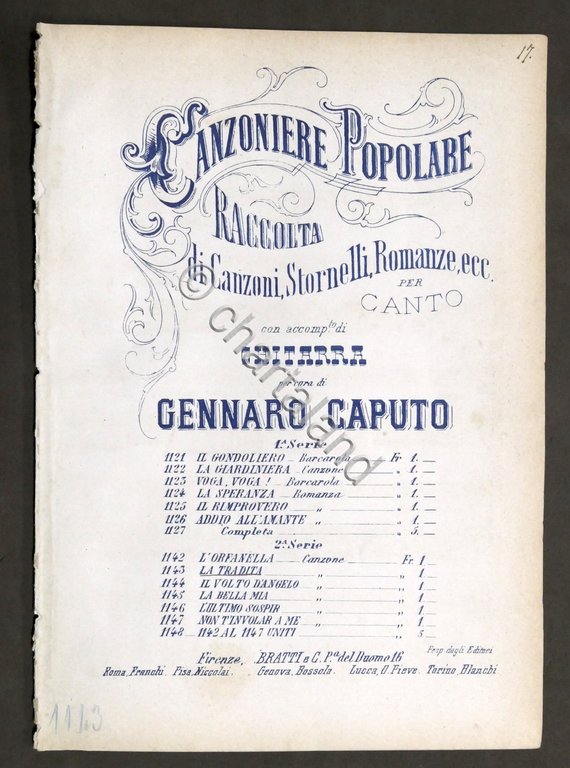 Spartito - Canzoniere Popolare - Gennaro Caputo - La tradita …
