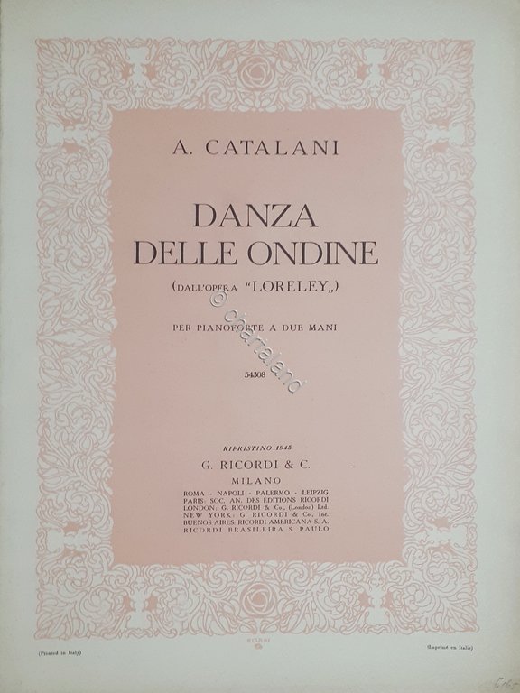 Spartito - Danza delle Ondine - Opera Loreley per Pianoforte … | Immagine Gallery 2