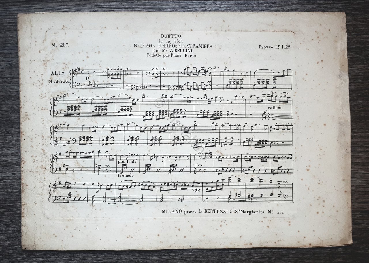 Spartito - Duetto Io la vidi - Opera La Straniera … | Immagine principale