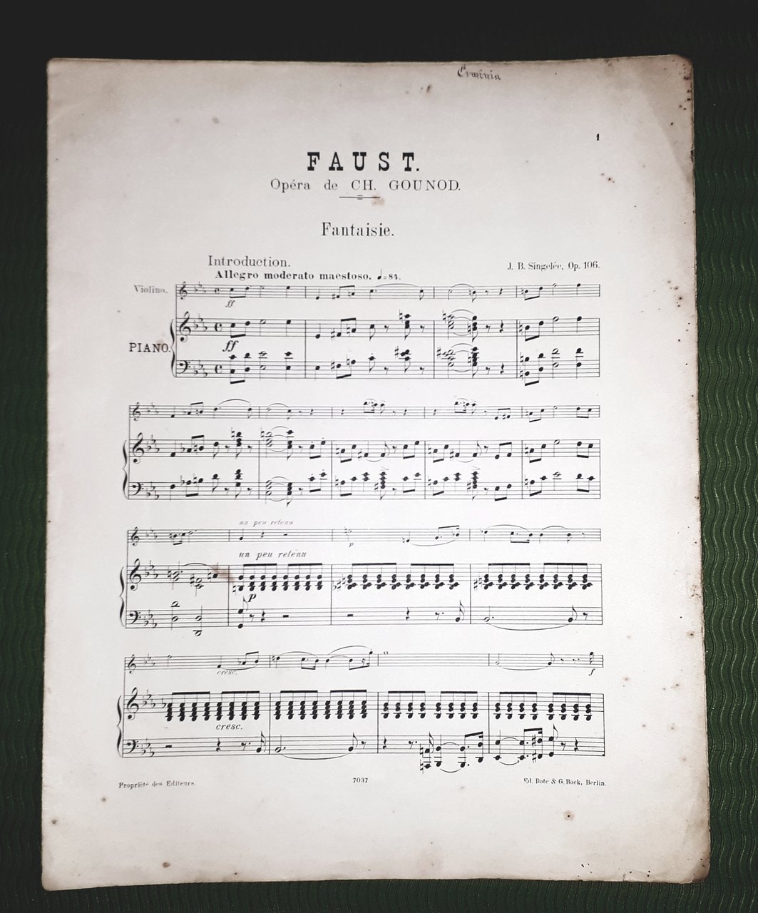 Spartito - Faust - Opera de CH. Gounod - Fantaisie …