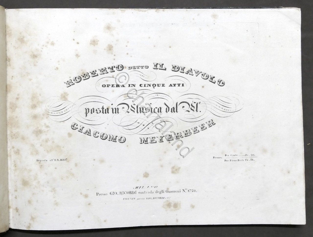 Spartito - G. Meyerbeer - Roberto detto il Diavolo - …