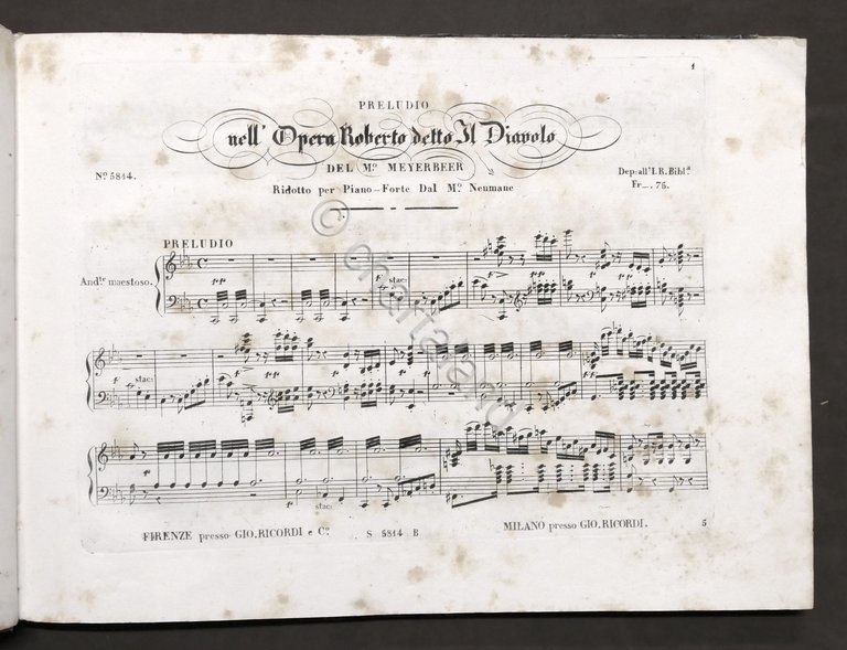 Spartito - G. Meyerbeer - Roberto detto il Diavolo - …