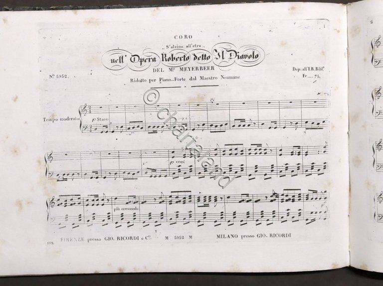 Spartito - G. Meyerbeer - Roberto detto il Diavolo - …