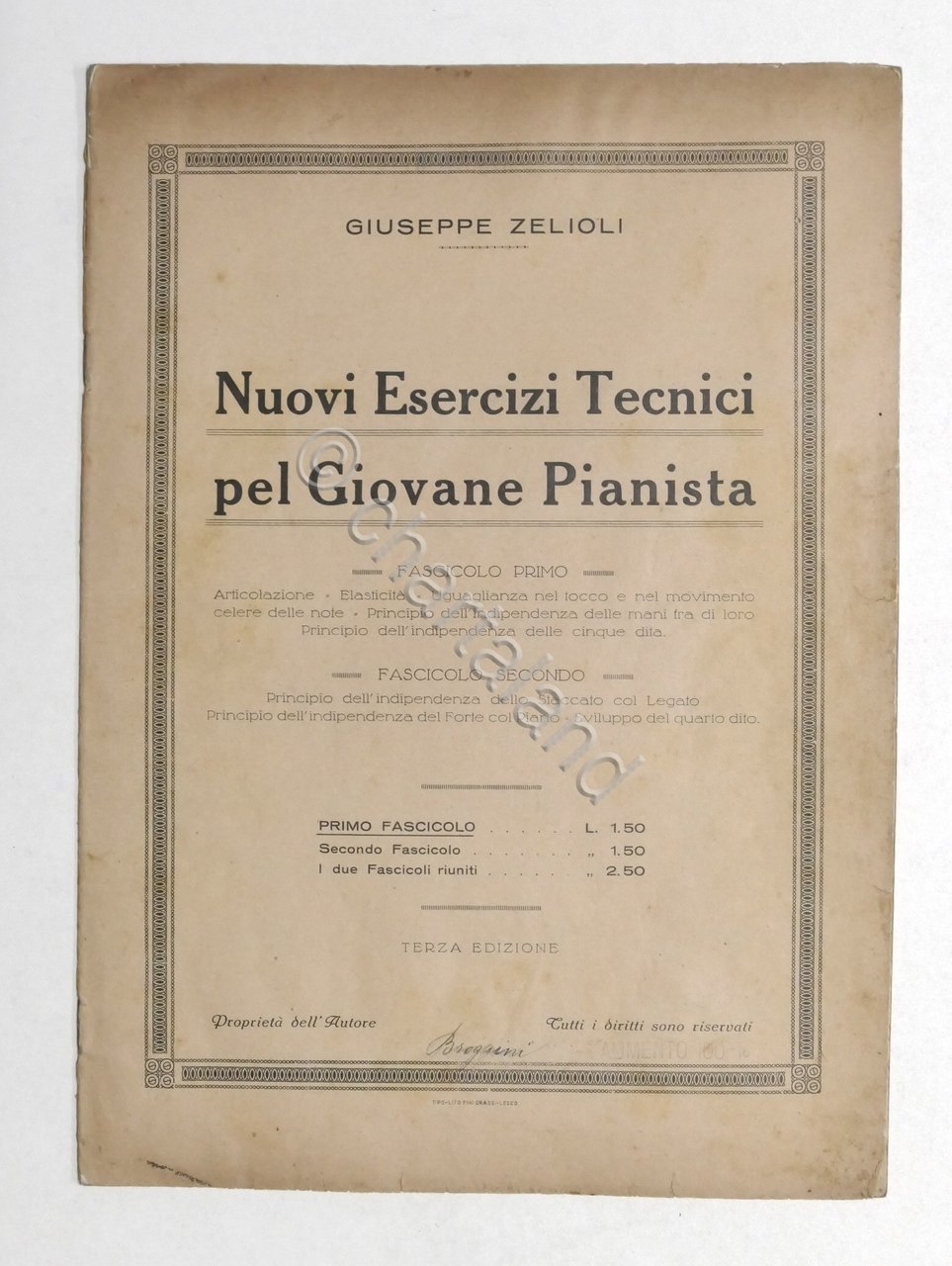 Spartito - G. Zelioli - Nuovi Esercizi Tecnici pel Giovane …