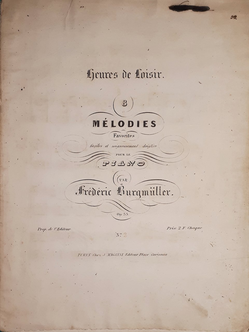 Spartito - Heures de Loisir - Melodies Favorites pour Piano …