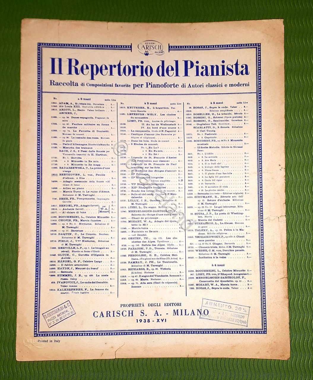 Spartito - Il Repertorio del Pianista - Feuille d'Album - …