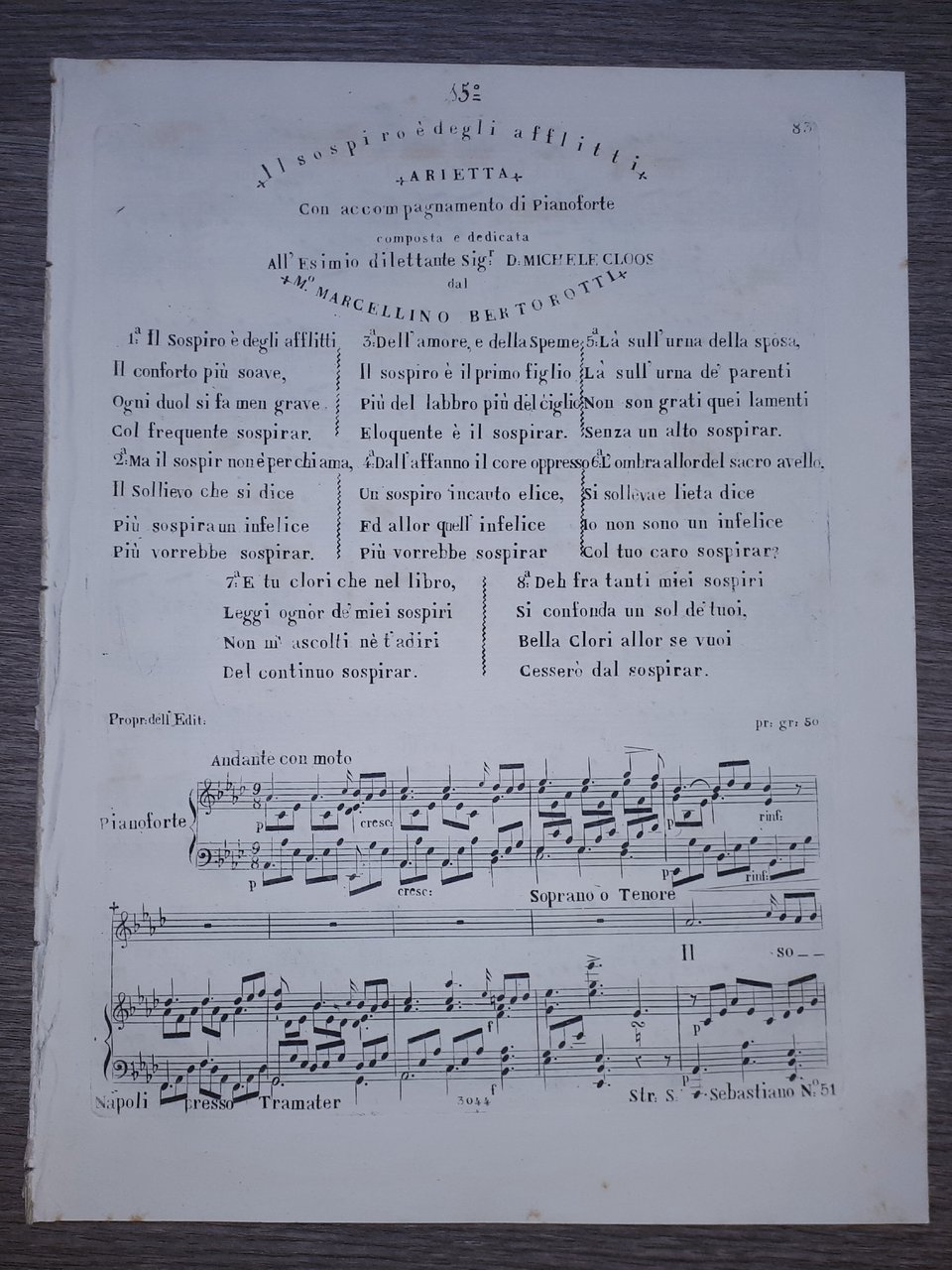 Spartito - Il sospiro è degli afflitti - Arietta - …