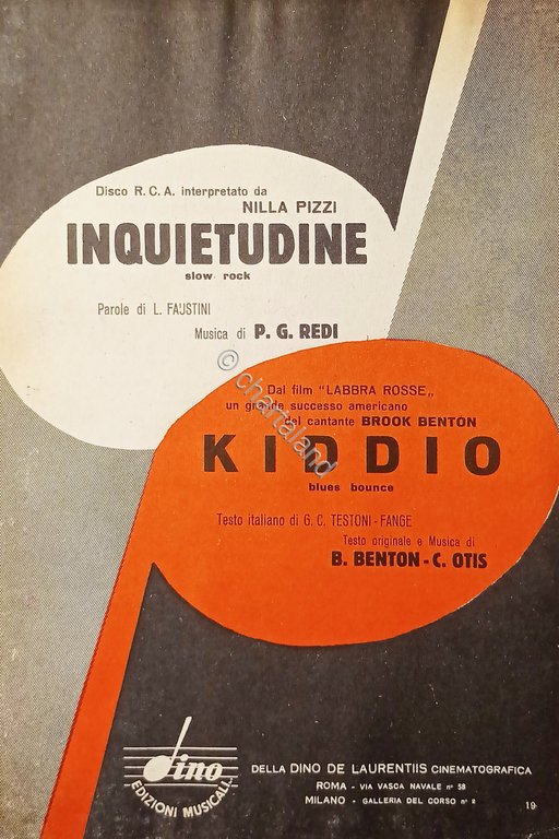 Spartito - Inquietudine di P. G. Redi - Kiddio di …