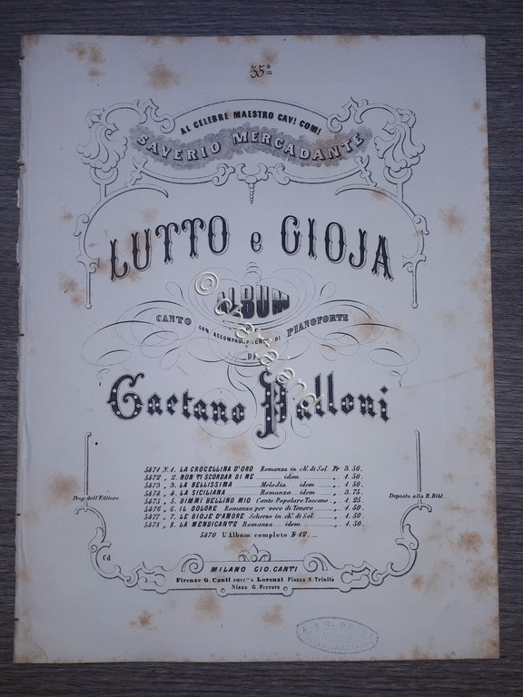 Spartito - Lutto e Gioia - Album per Pianoforte e …