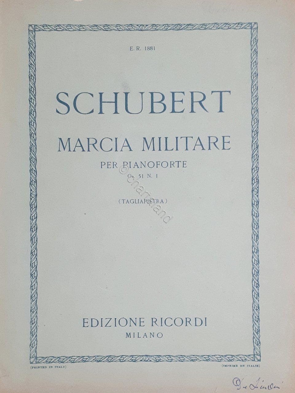 Spartito - Marcia Militare per Pianoforte - F. Schubert | Immagine principale