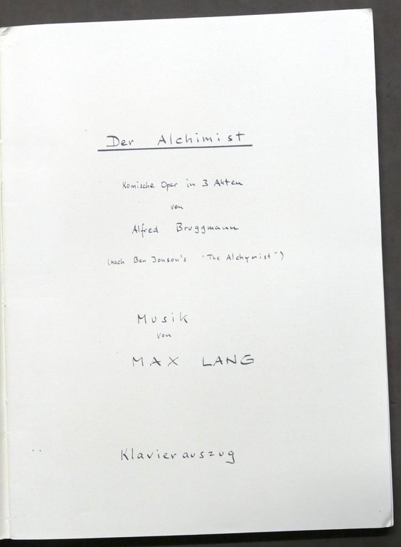 Spartito - Max Lang - Der Alchimist - Opera di …