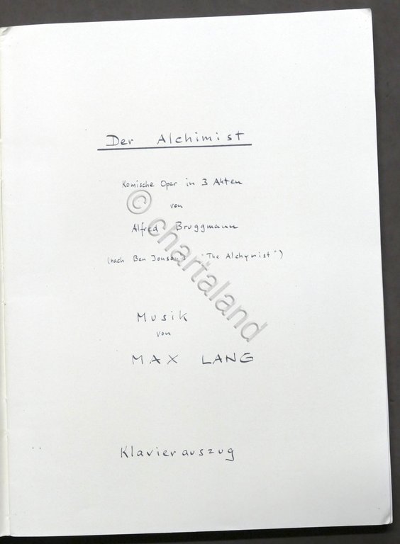 Spartito - Max Lang - Der Alchimist - Opera di …