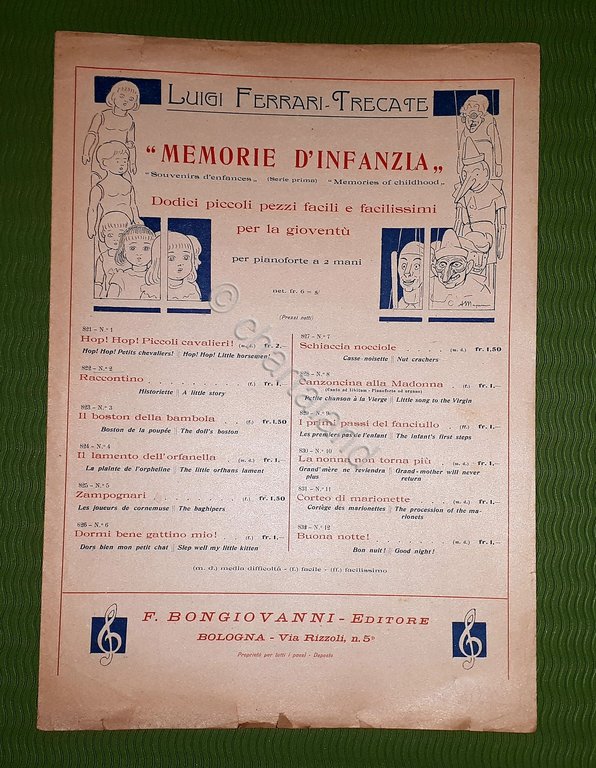 Spartito - Memorie d'infanzia - Raccontino - Luigi Ferrari - Trecate - 1900 ca.