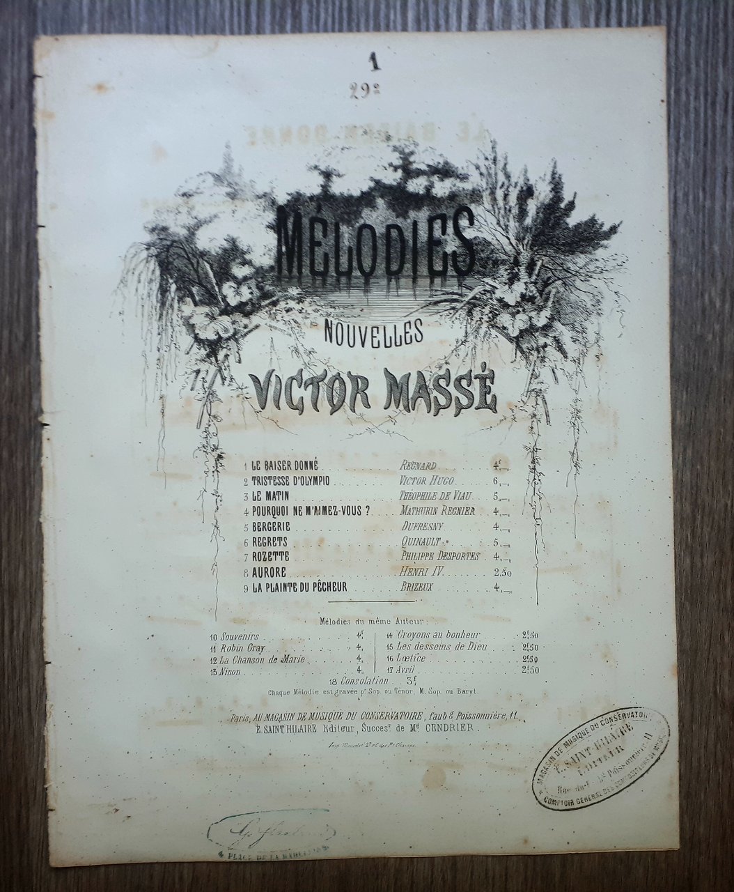 Spartito - Nouvelles - Victor Massé - Le Baiser donné …