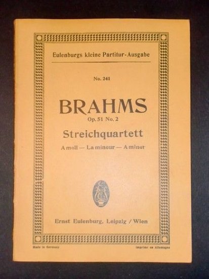 Spartito - Partitura - Eulenburgs kleine partitur - Brahms Streichquartett
