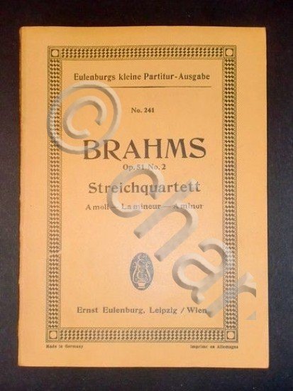 Spartito - Partitura - Eulenburgs kleine partitur - Brahms Streichquartett