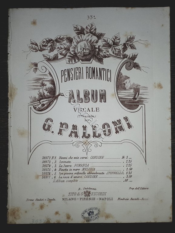 Spartito - Pensieri Romantici - Album vocale - Gaetano Palloni …