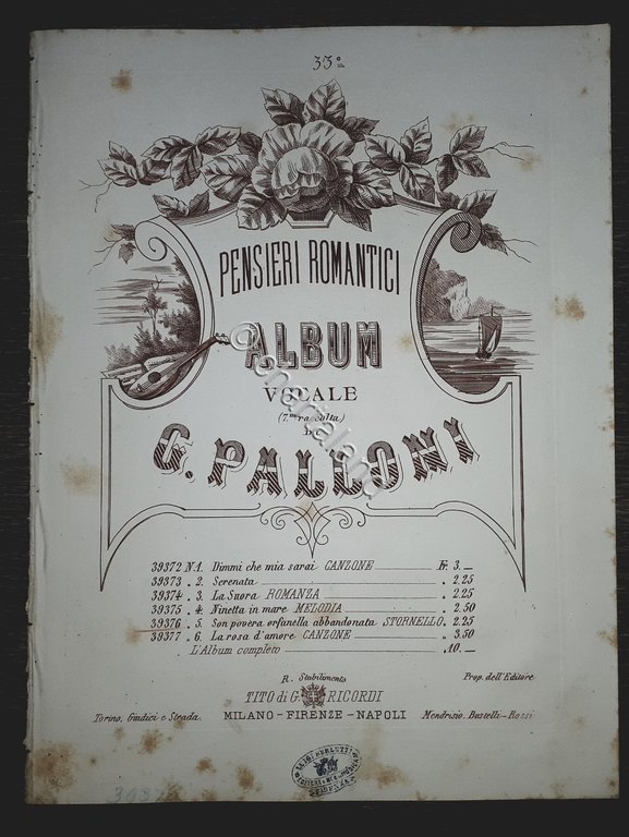 Spartito - Pensieri Romantici - Album vocale - Gaetano Palloni …